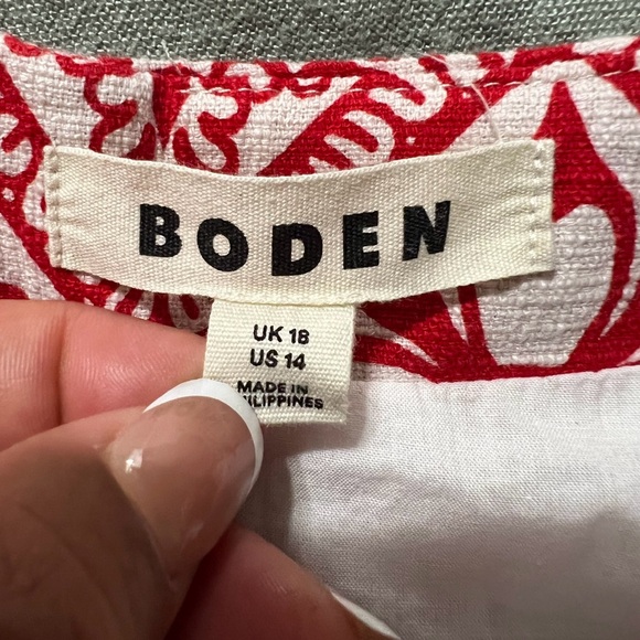 Boden Textured A-Line Mini in Poinsettia, Block Pome - Picture 11 of 12